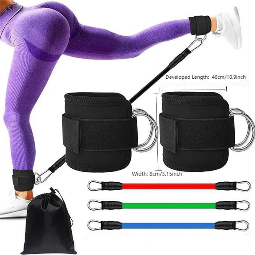 Faixas De Resistência TPE Do Tornozelo Conjunto De Fitness D-Ring Suporte Algemas Equipamento De Ginástica Yoga