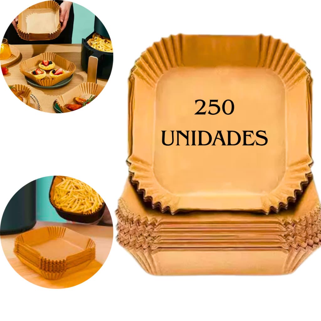 250 Forminhas Descartáveis Retangulares Papel Forneável para Airfryer e Assados