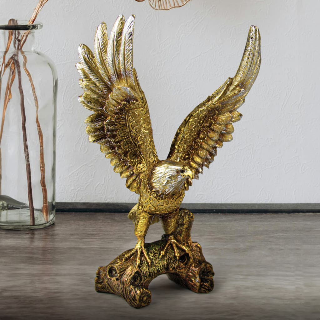 Águia Dourada Resina 23cm Enfeite Sofisticado para Escritório