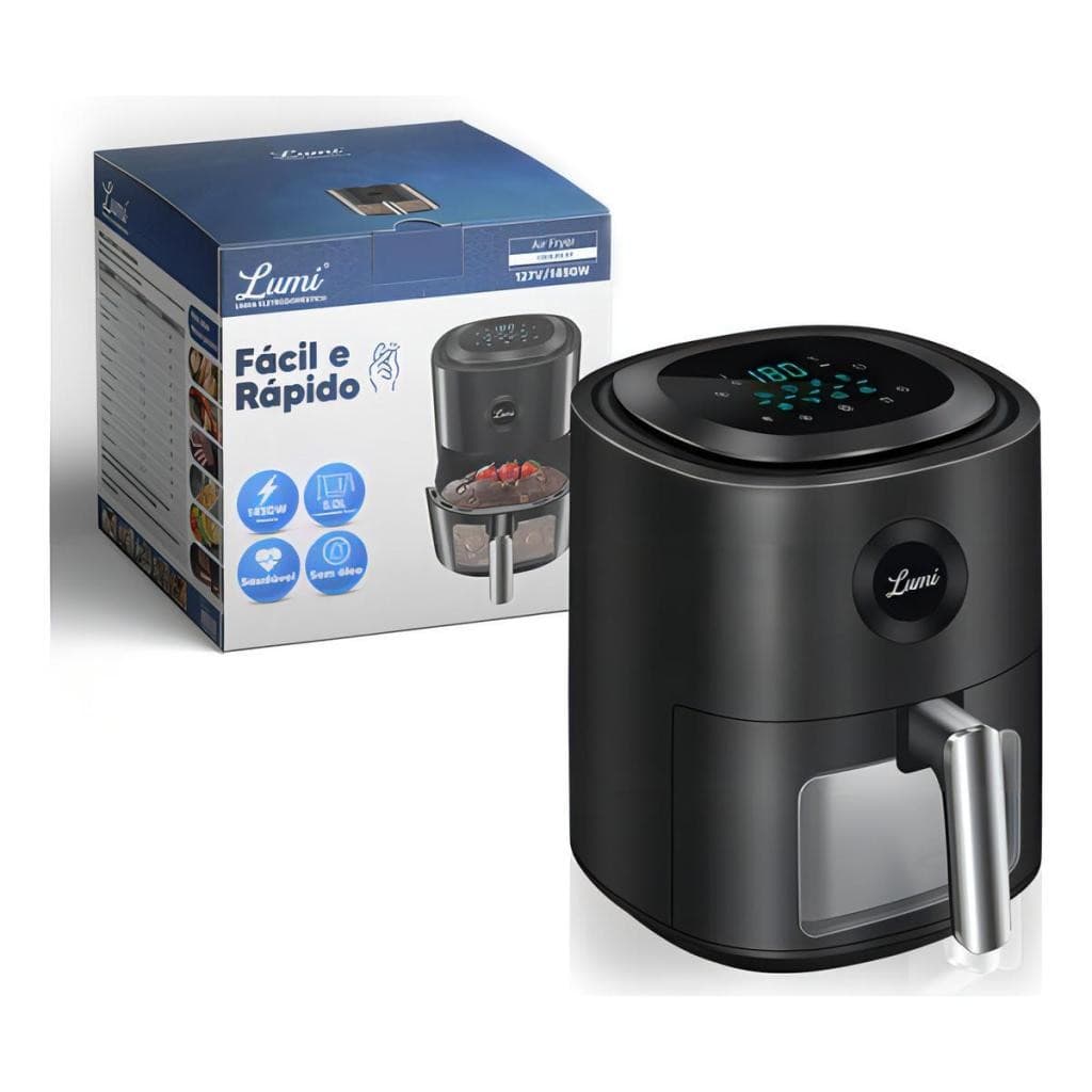 Fritadeira Sem Oleo Air Fryer Digital Facil E Rapido 5 Litros 1450w 110V E 220V Coleção Crystal Lumi