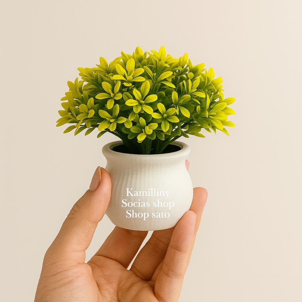 Mini Bonsai Colorido Artificial no Vasinho de Boca Ondulada para Decorar e Enfeitar a Casa e Escritório Enfeite