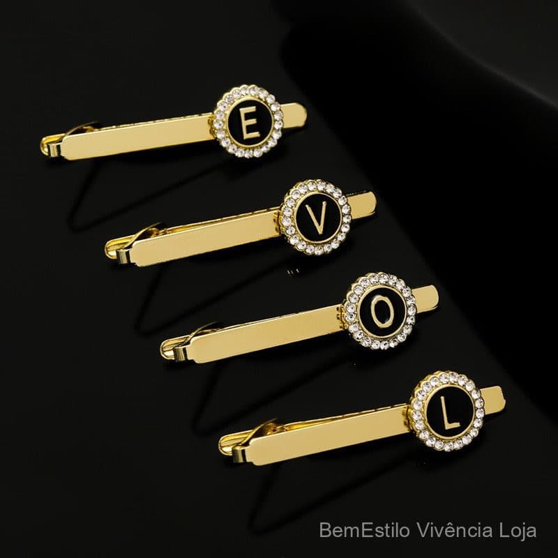 Clipe De Gravata Do Alfabeto Em Tom Dourado , Acessório Masculino Elegante Com Design De Letras , Suporte , Sofisticado