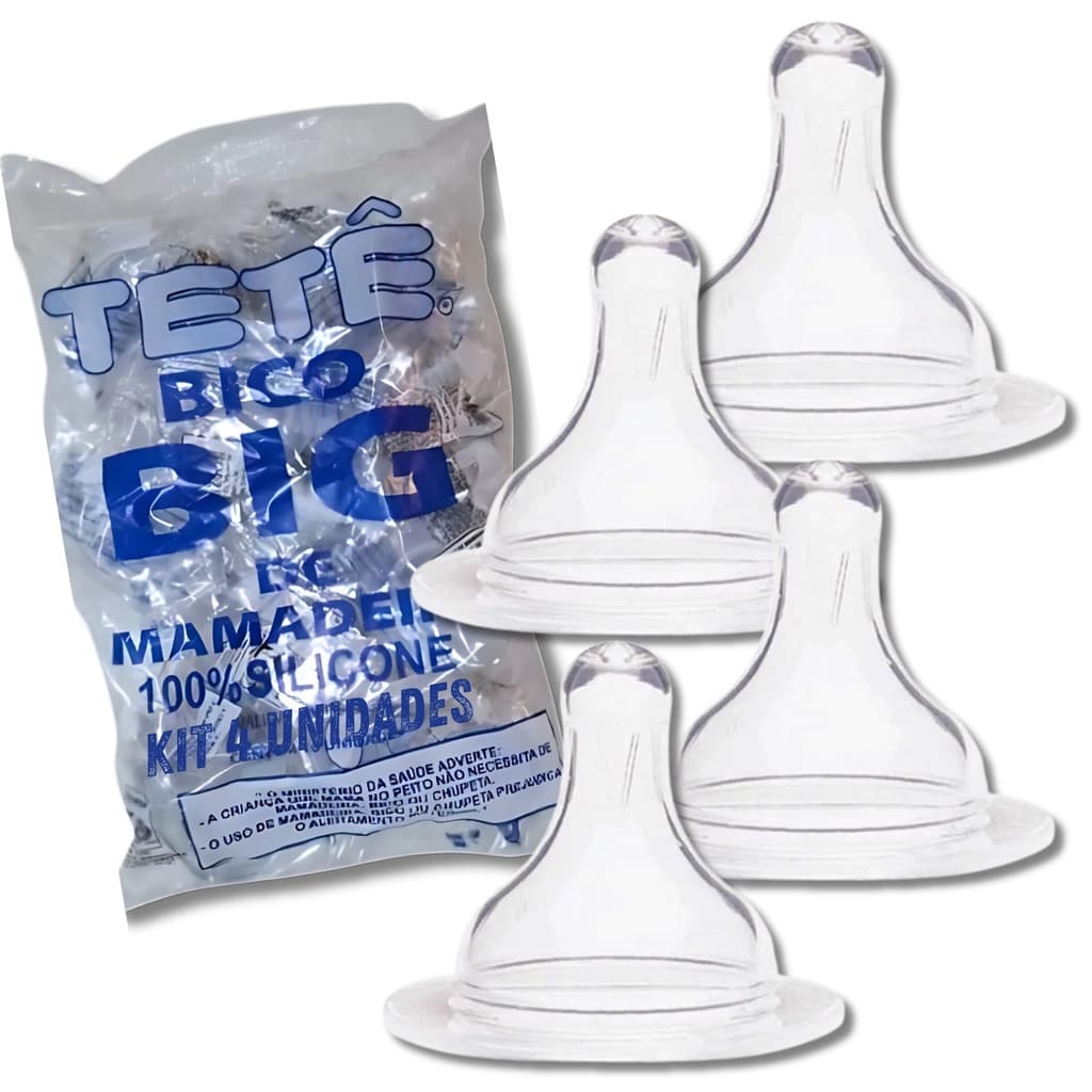 Kit Bico Big Redondo De Mamadeira Silicone 4 Unidades Tetê