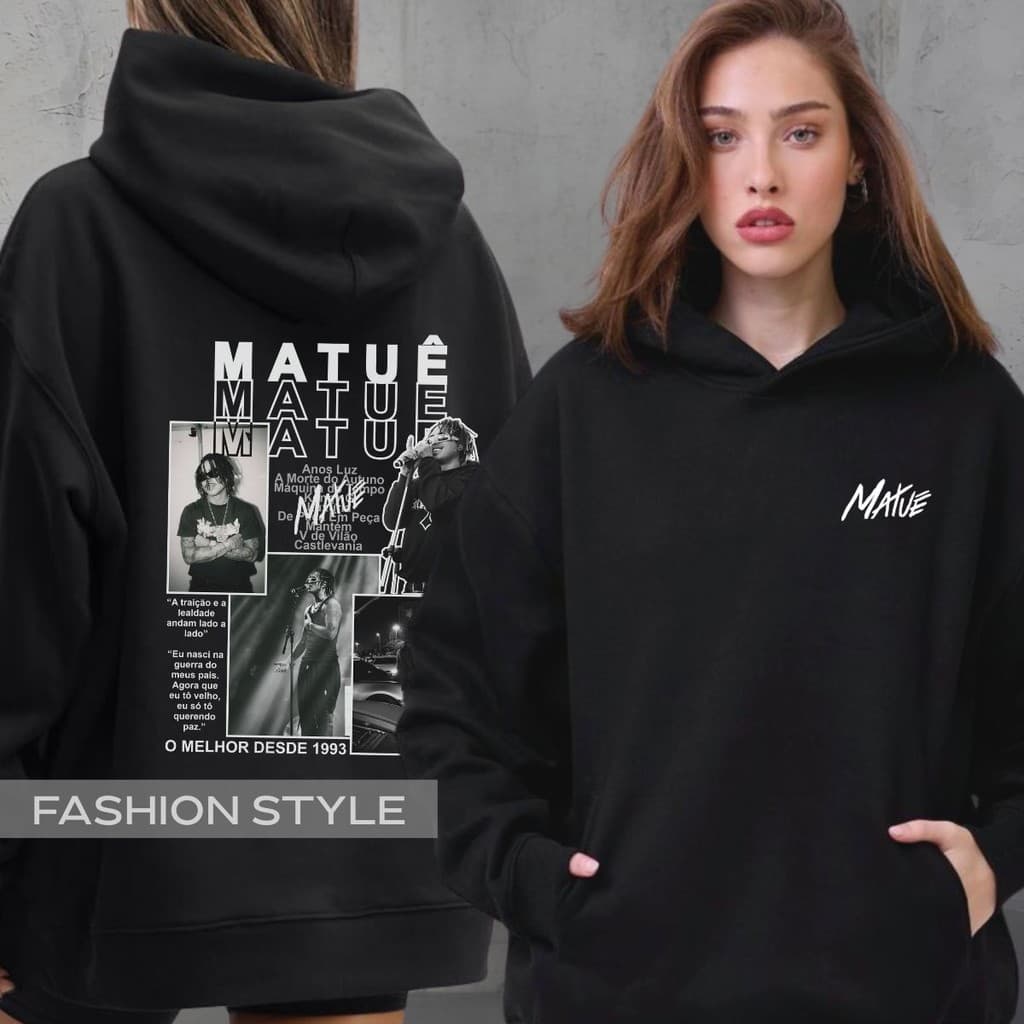 Moletom Matuê Rapper Trap Estampa Tumblr Musicas Frase Álbum Gorila Roxo Tue Agasalho Blusa Algodão Preta