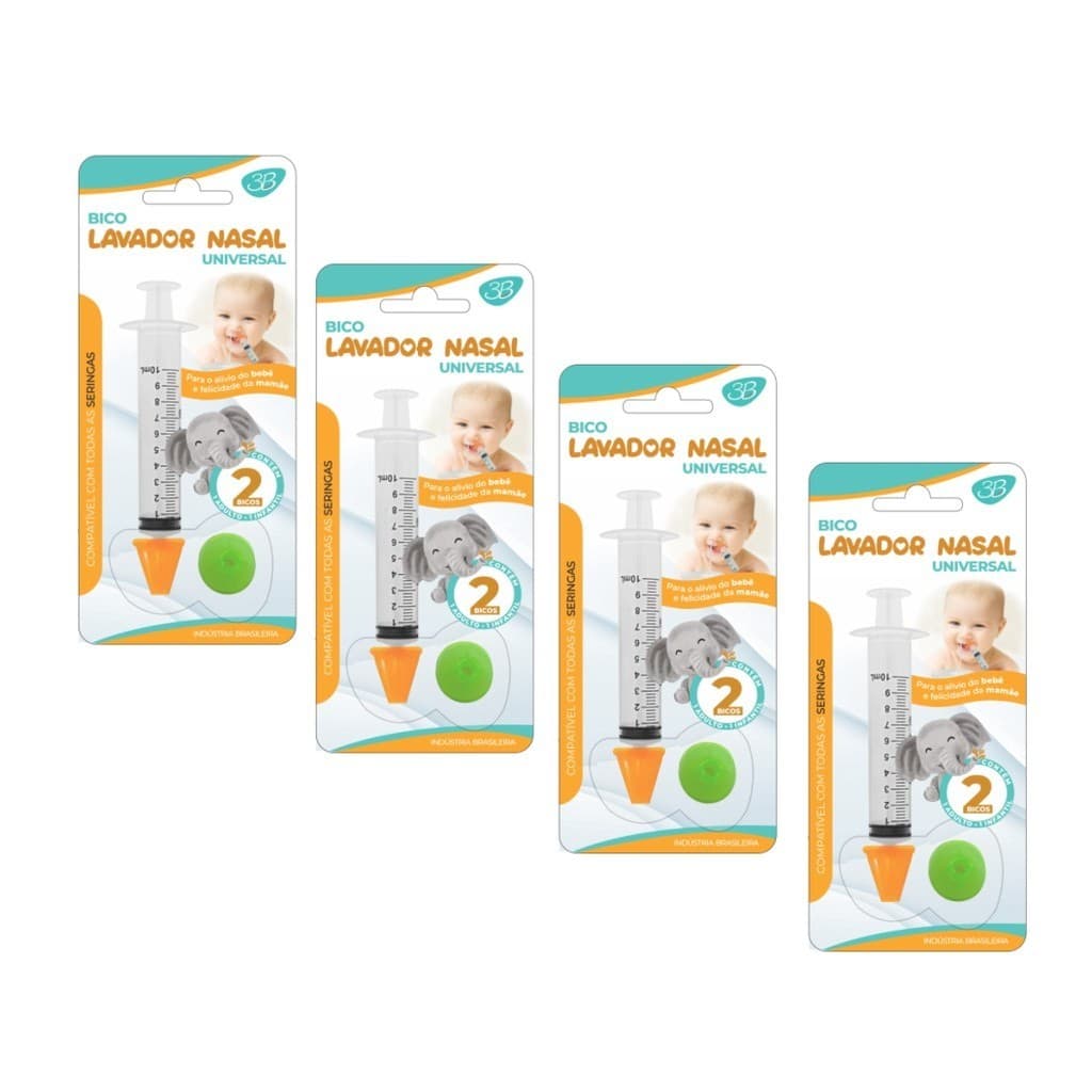 Kit 4 Lavador Nasal Universal Com 2 Bicos - 3B