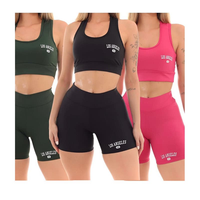 kit 3 Conjuntos  Top e Shorts Feminino Los Angeles