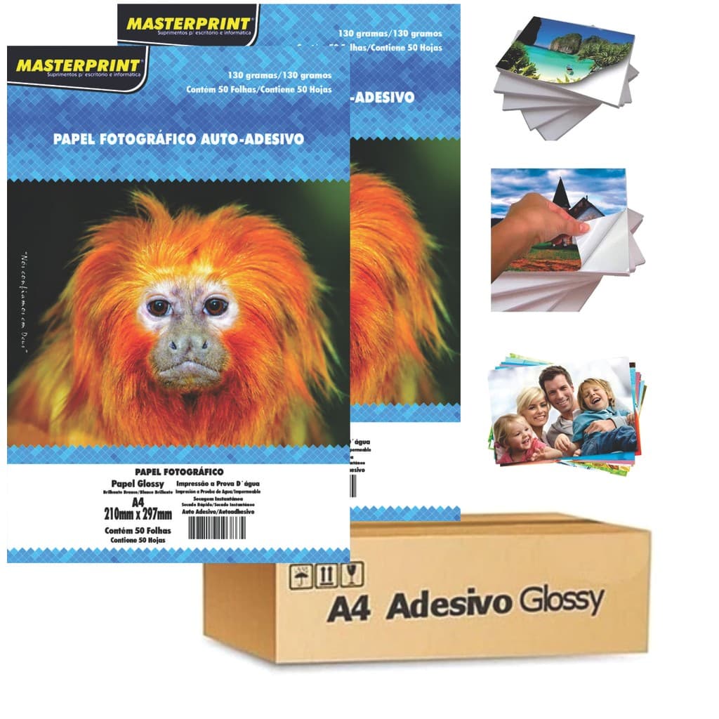 Papel Fotográfico Adesivo 130g Glossy À Prova D'água A4 Masterprint