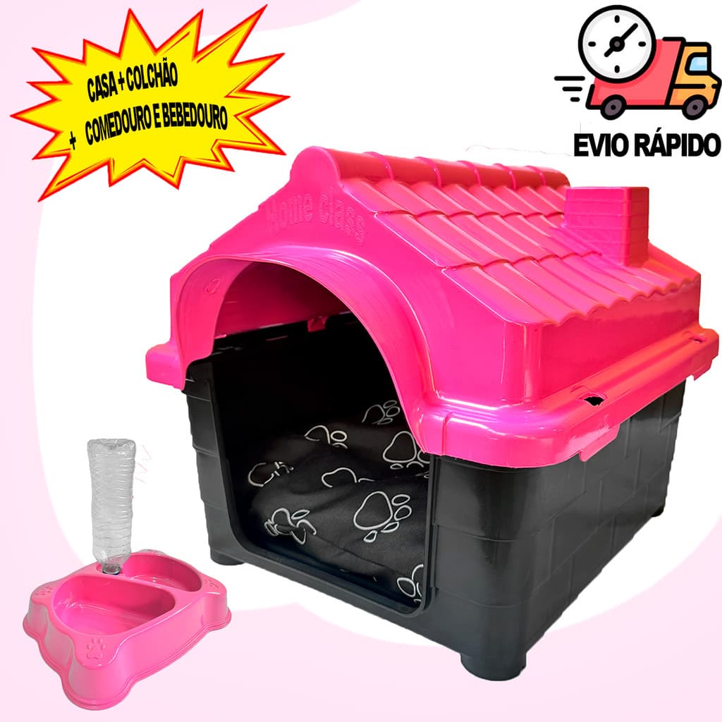 Casinha Cachorro N 2  Cachorro E Gato Pequena Casa Pet Comedouro e Bebedouro Cachorro + Colchão