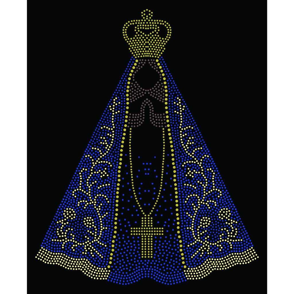 Aplique Nossa Senhora Aparecida em Strass hotfix Termocolante