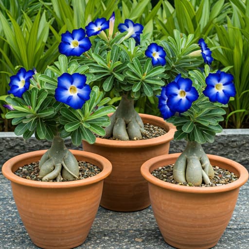 🌌 Rosa do Deserto Azul Celestial – Adenium Obesum Enxertado – Coleção Exclusiva (3 sementes)