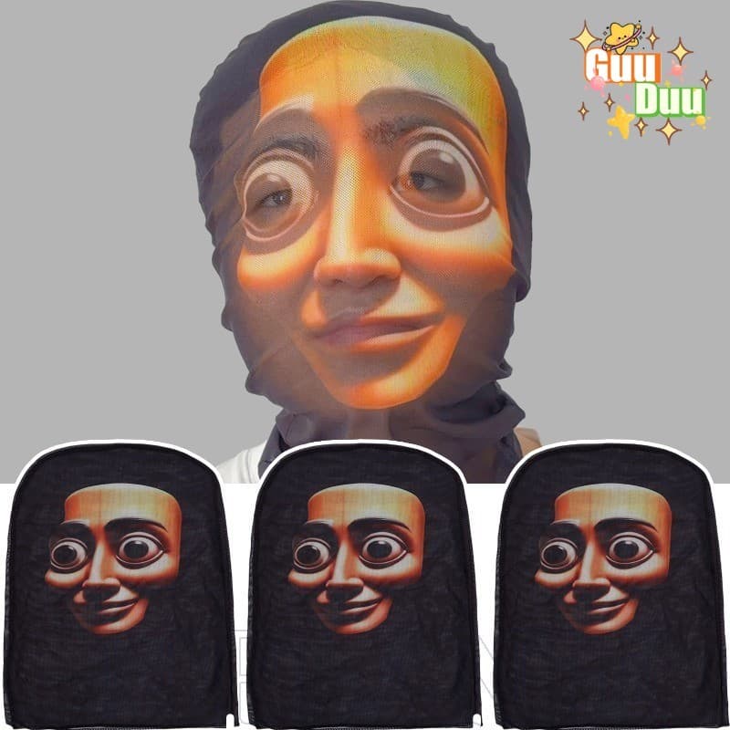 [Guudu] Máscara Tung Sahur-Adereços De Cosplay Femininos E Masculinos-Facial Completa De Malha Elástica-Capacete Balacla