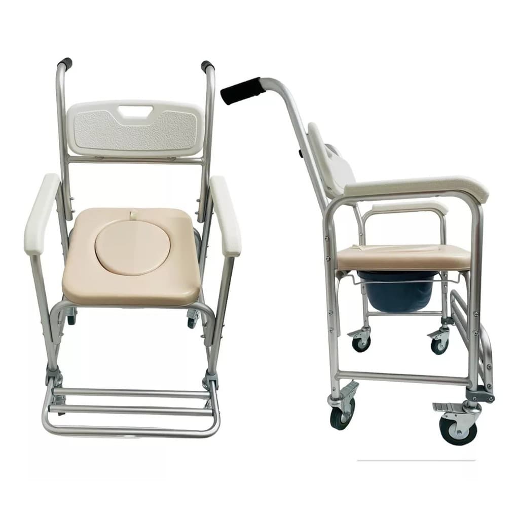Cadeira De Banho Em Alumínio Com Rodas Até 100kg Supermedy