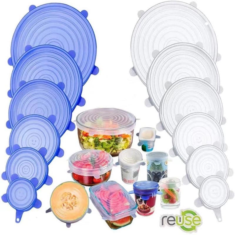 Kit 1/2/3 Tampas Panela Silicone Universal Reutilizável Elástica Tampas Silicone Cozinha Geladeira