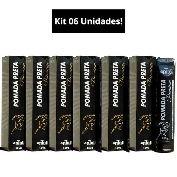 Kit 6 Unidades Pomada PRETA PREMIUM Massageadora 150g APINIL