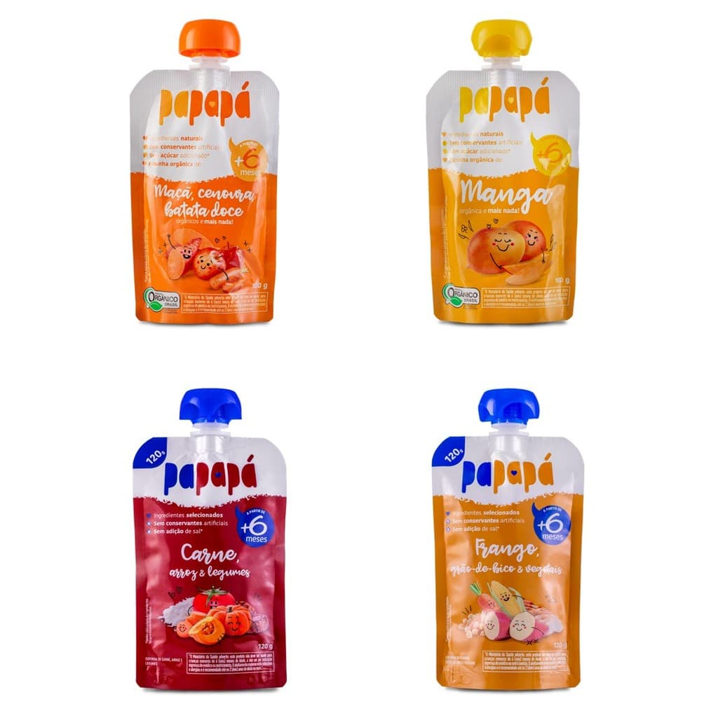 Papinhas bebe orgânica saudável papapa kit carne e fruta