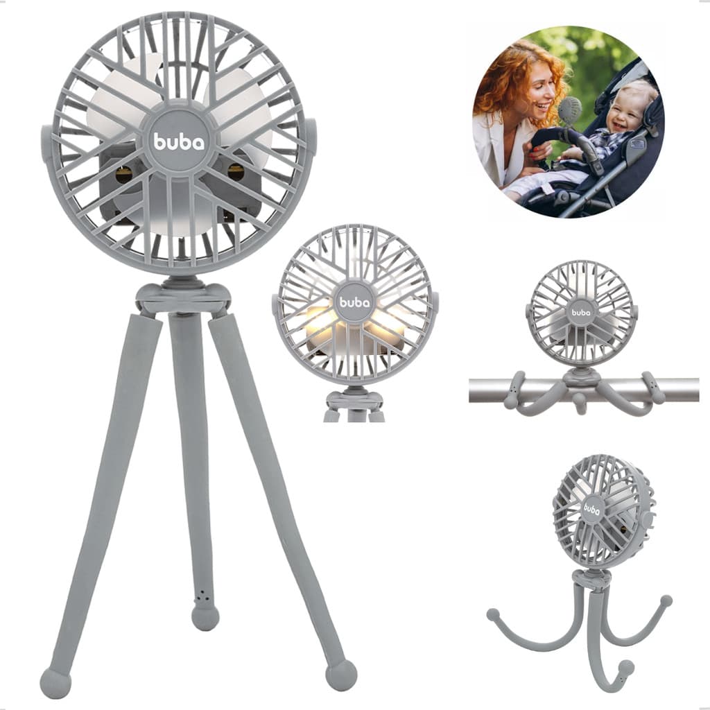 Ventilador Carrinho Portátil Multiuso Para Bebe com Bateria Cabo Carregador 3 Velocidades Buba