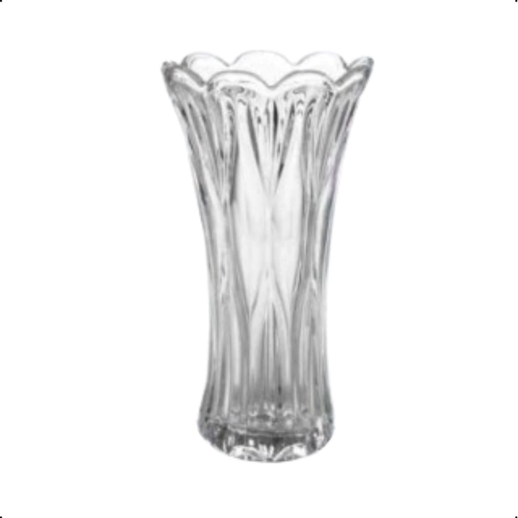 Vaso de Vidro Cristal Transparente 23cm Decorativo Luxo para Sala Mesa e Arranjos Florais