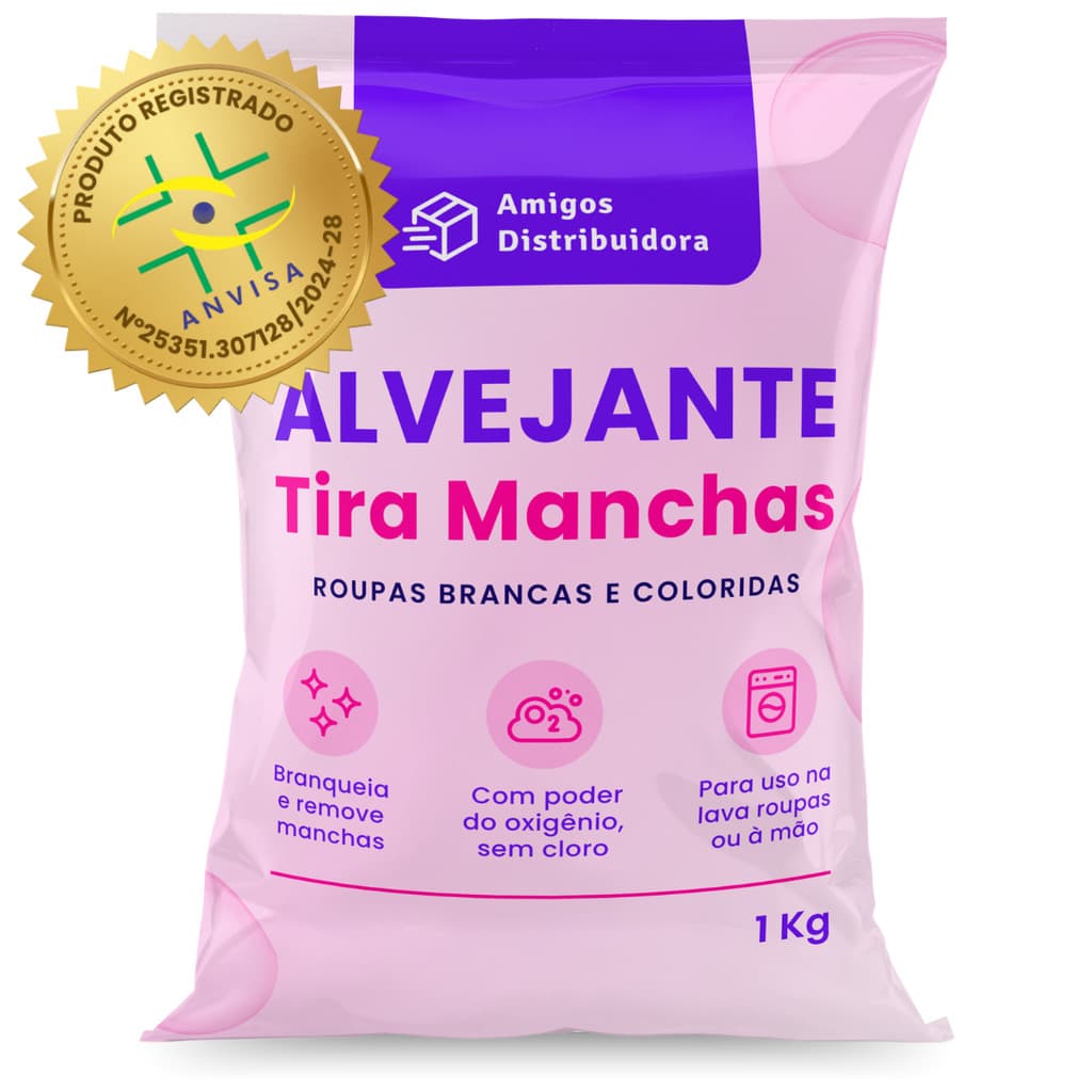 Alvejante Tira Manchas  - para limpeza em geral, clareador de Roupas Brancas e Coloridas