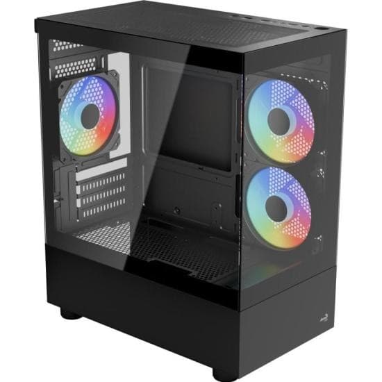 Gabinete Gamer Aerocool Viewport USB-C V1 Preto Lateral Vidro Temperado