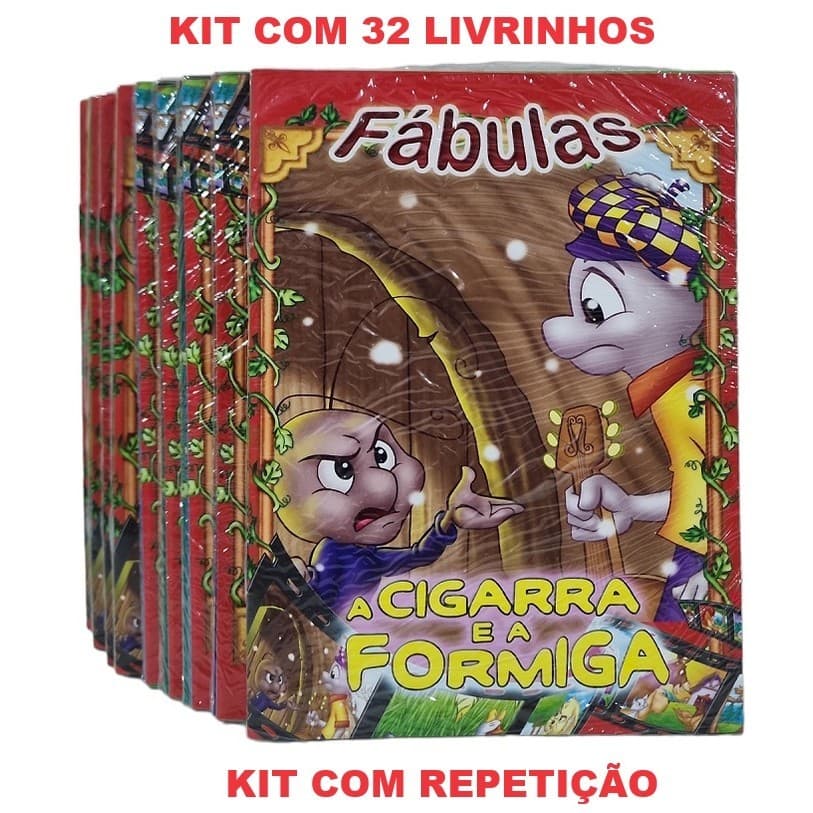 32 Livros Fábulas História - Atacado Lembrancinha Brinde De Aniversário C/ Repetição
