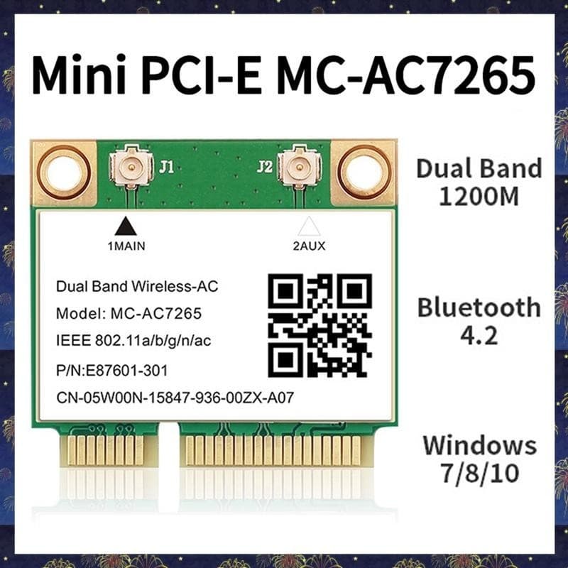 1200Mbps Bluetooth 4.2 Mini PCI-E Placa Wifi MC-AC7265 De Rede Sem Fio 7265 802.11ac 2.4G 5Ghz Para Notebook 7260HMW