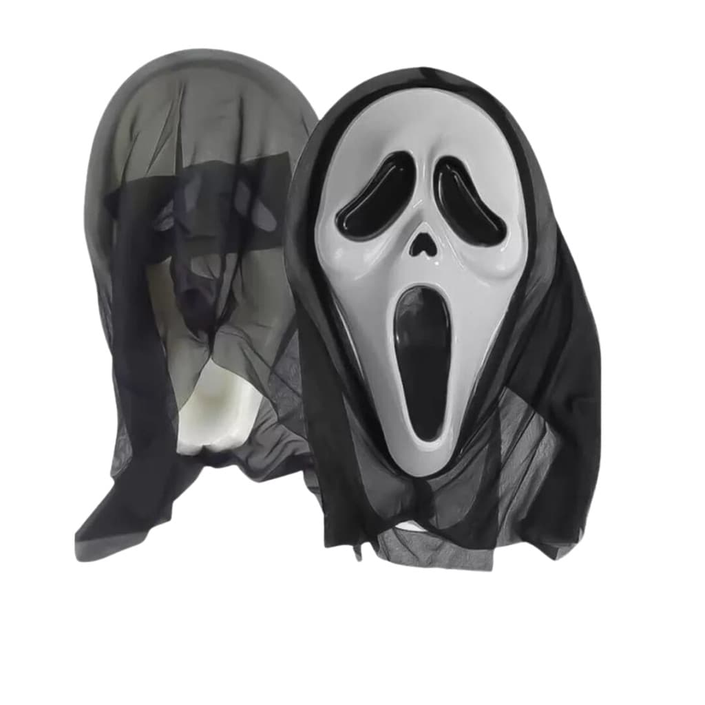 Máscara Pânico Capuz Fantasia Festa Halloween Carnaval Rua Cor Branca