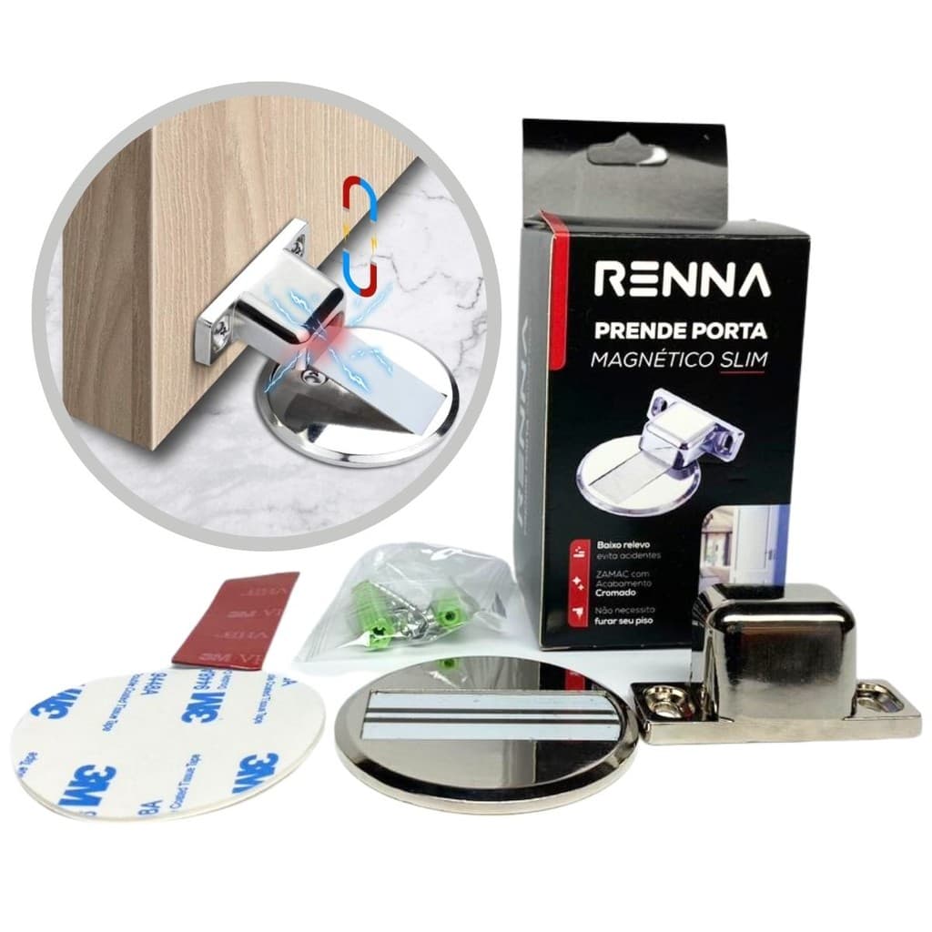 Kit 5 Prendedor De Porta Batedor Magnético Trava Imã Cromado