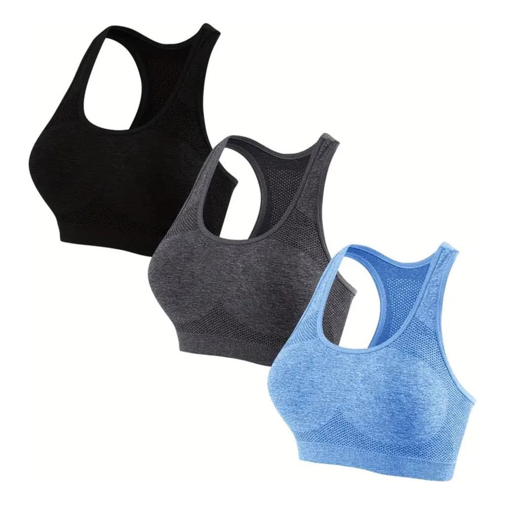 Kit 3 Tops Com Bojo Esportivo Fitness Academia Yoga Ciclismo