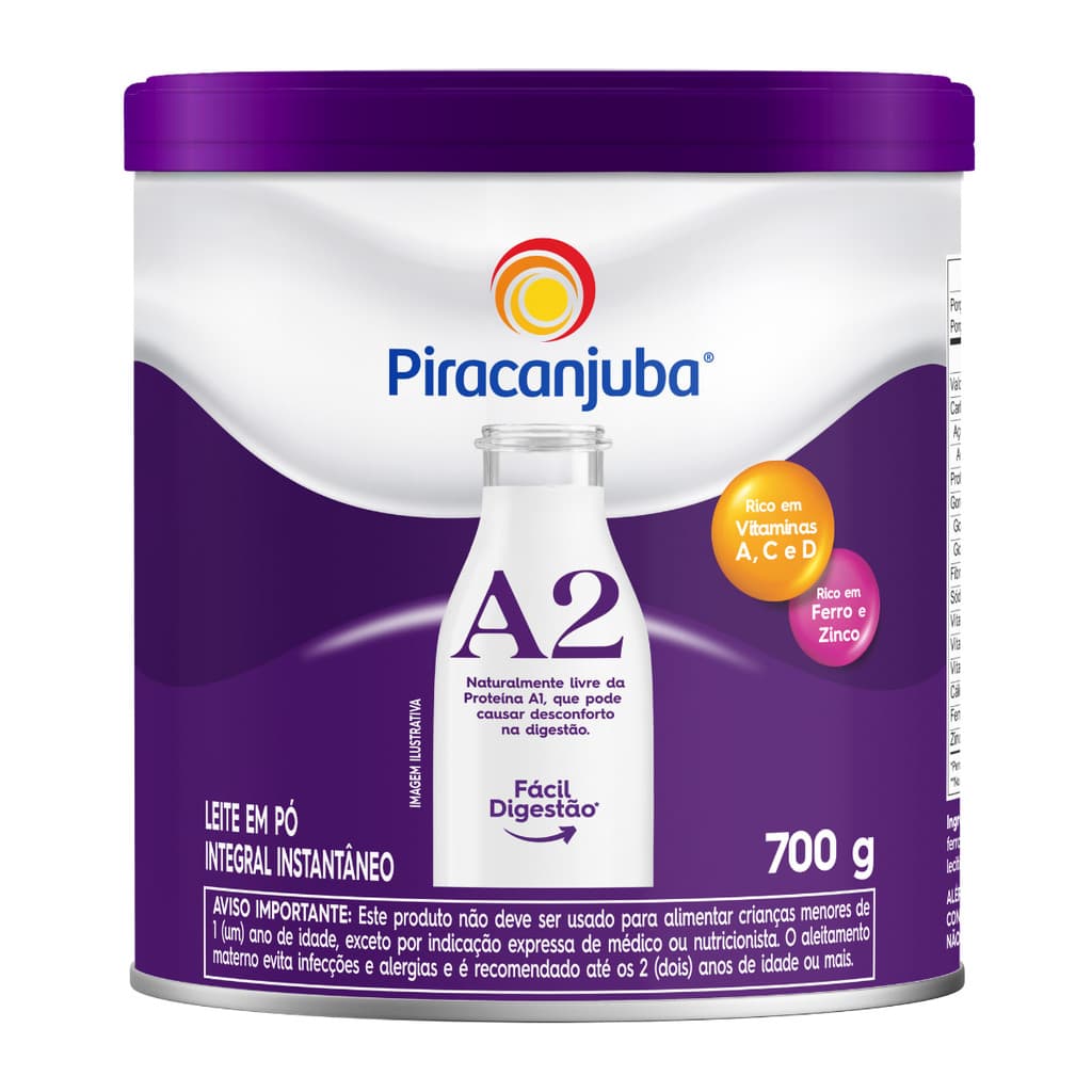 Leite Em Pó Integral Instantaneo A2 700g Lata Piracanjuba
