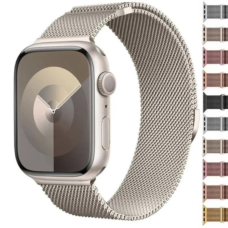Pulseira Magnética De Metal Com Laço Milão , Compatível Apple Watch S10 46mm 49/45/44/42 iWatch Série 10 9 8 7 se Ultra