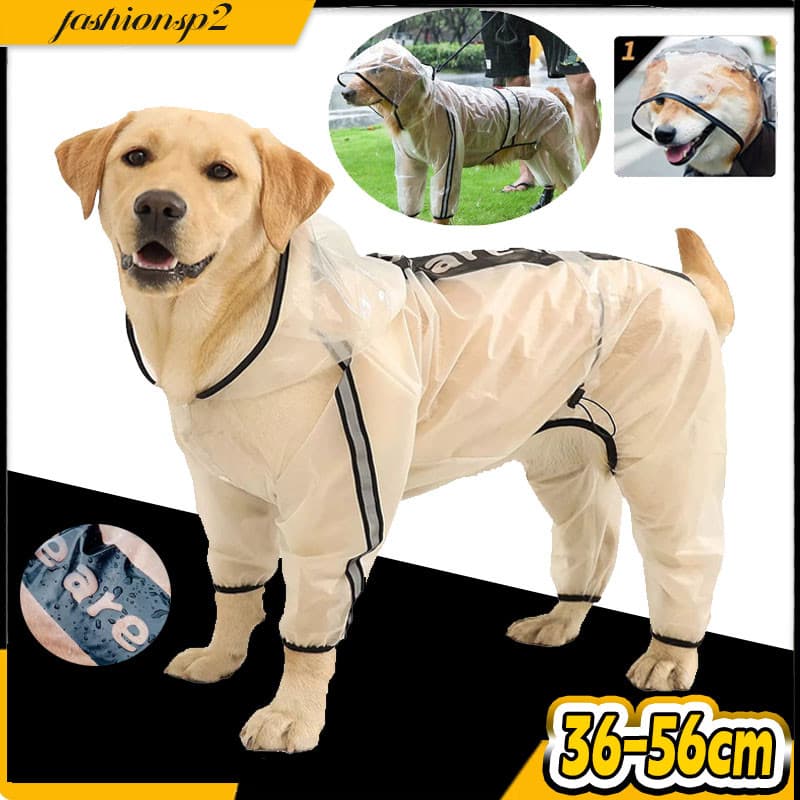 Capa De Chuva Para Cães Grandes Gatos Transparentes À Prova D'água Roupas Chuvosos Com