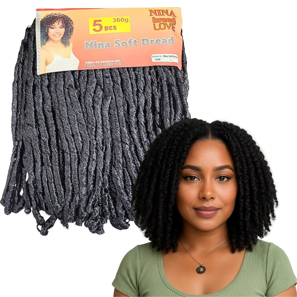 Kit com 5 peças Cabelo Cacheado Nina Castanho Nº2 360g Volumoso Natural iIeal Crochet Braids