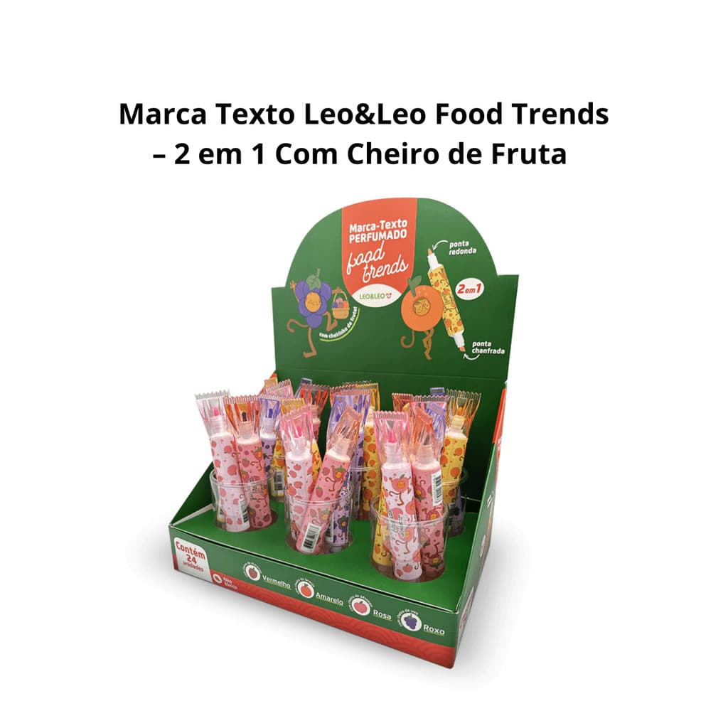 Marca Texto Food Trends – 2 em 1 Com Cheiro de Fruta - Leo&Leo