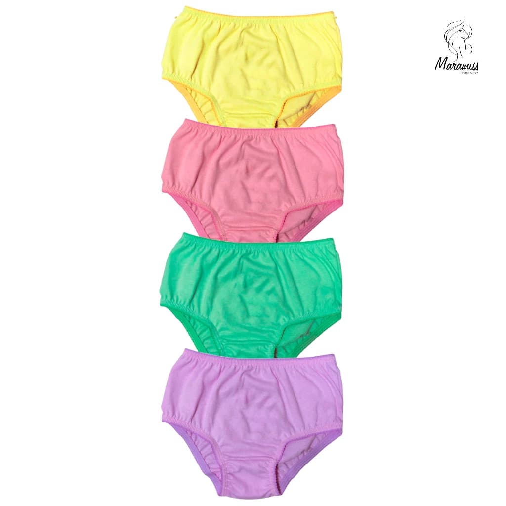 Kit 5 Calcinhas Infantil Menina Juvenil S/Estampa Cores Sortidas do 12, 14 - 16 Anos 100% Algodão