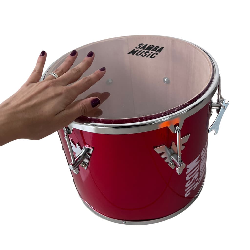 Repique de Mão PHX Samba Music Madeira pele transparente Vermelho 906MM RD