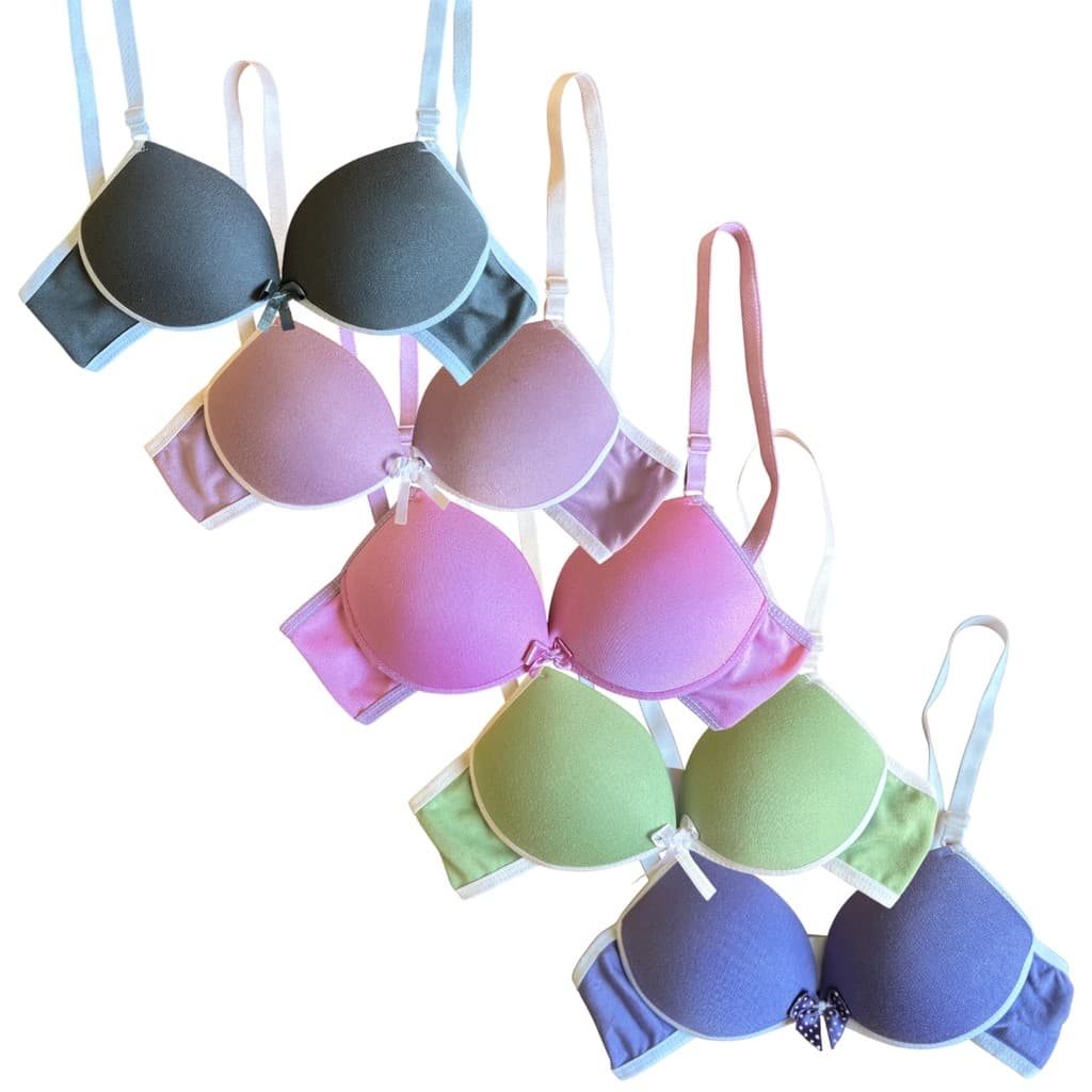 Kit 5 Sutiã 8 a 14 Anos Menina Moça com Bojo Liso Confortável Infantil Juvenil