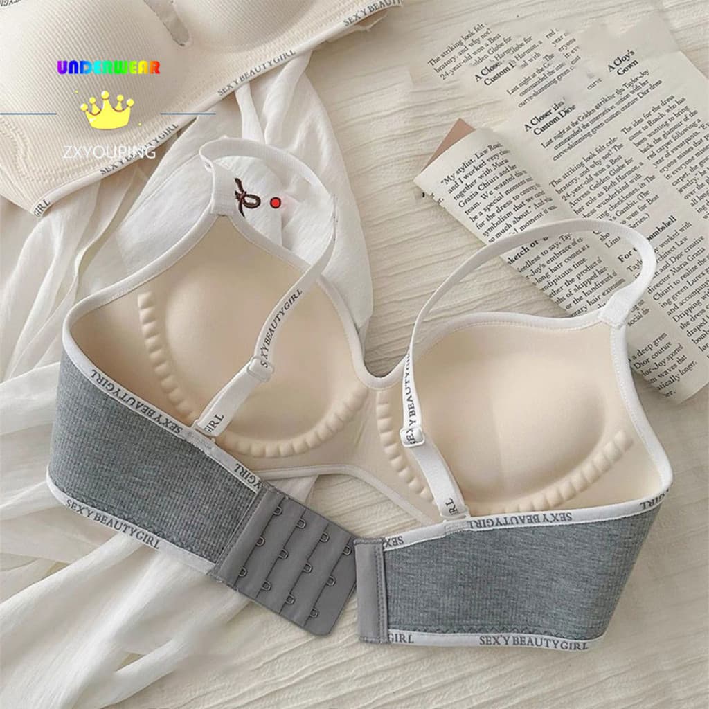 ZXYOUPING 3CM Esponja Grossa Mulheres Push Up Sutiã Fechamento Frontal Pequeno Peito Macio Roupa Interior Sem Fio Senhor