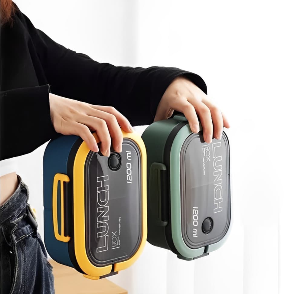 Pote De Marmita Box Food Com Divisoria 1200 Ml Com Talheres