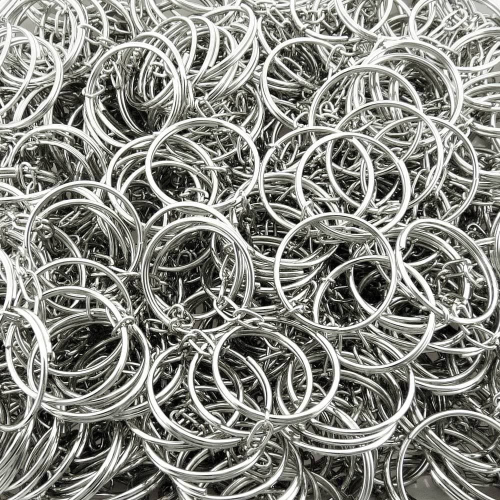 100 Argolas Para Chaveiro Com Corrente - 20mm - Menor Preço!