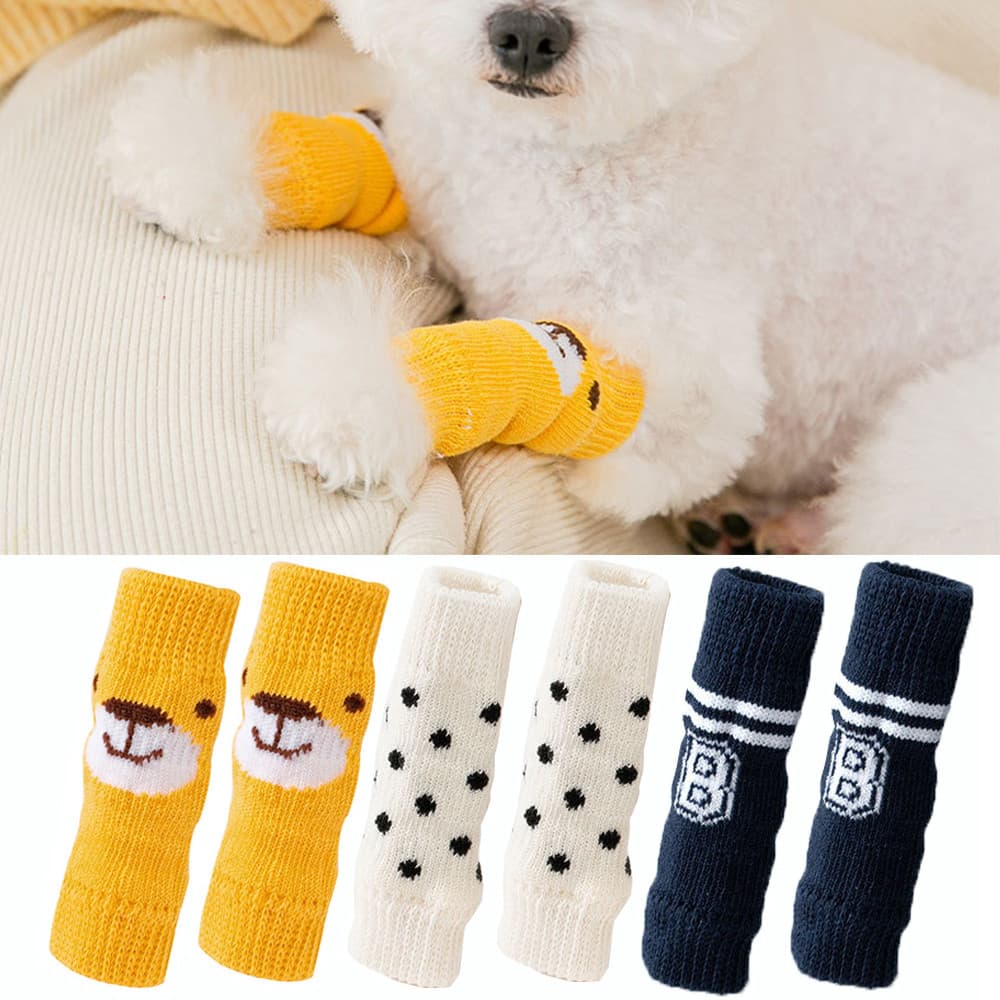 4Pcs Capa Protetora De Patas De Malha Cães De Cachorro Gato Meias Joelho Mangas Antiderrapantes Aquecedor De Pernas