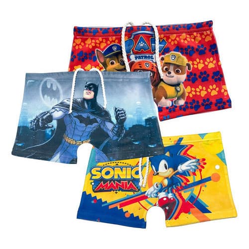 Kit 3 Sunga Infantil Box Boxer Estampada Personagens Variados Piscina Praia Menino