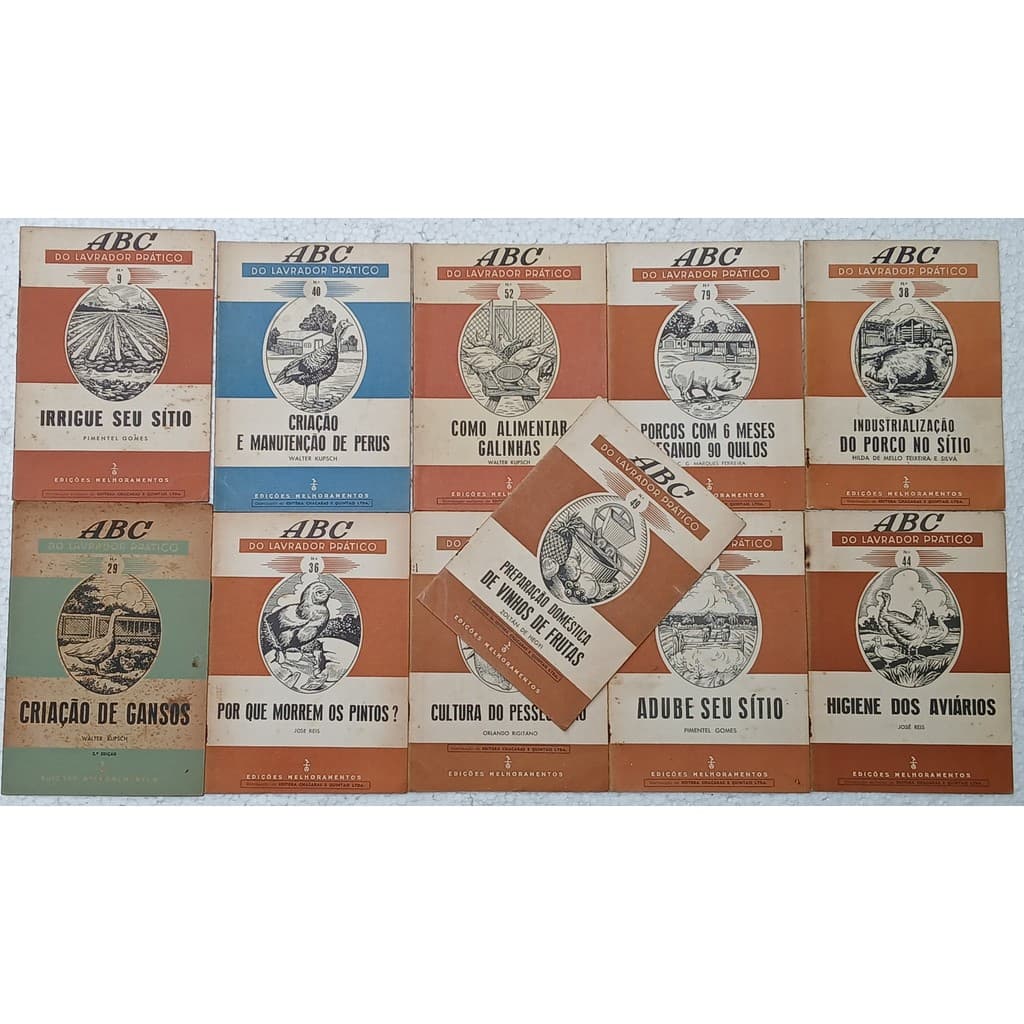 11 Volumes: ABC do Lavrador Prático criação de perus, galinhas, porcos de Walter Kupsch; Pimentel Gomes; José Reis; H...