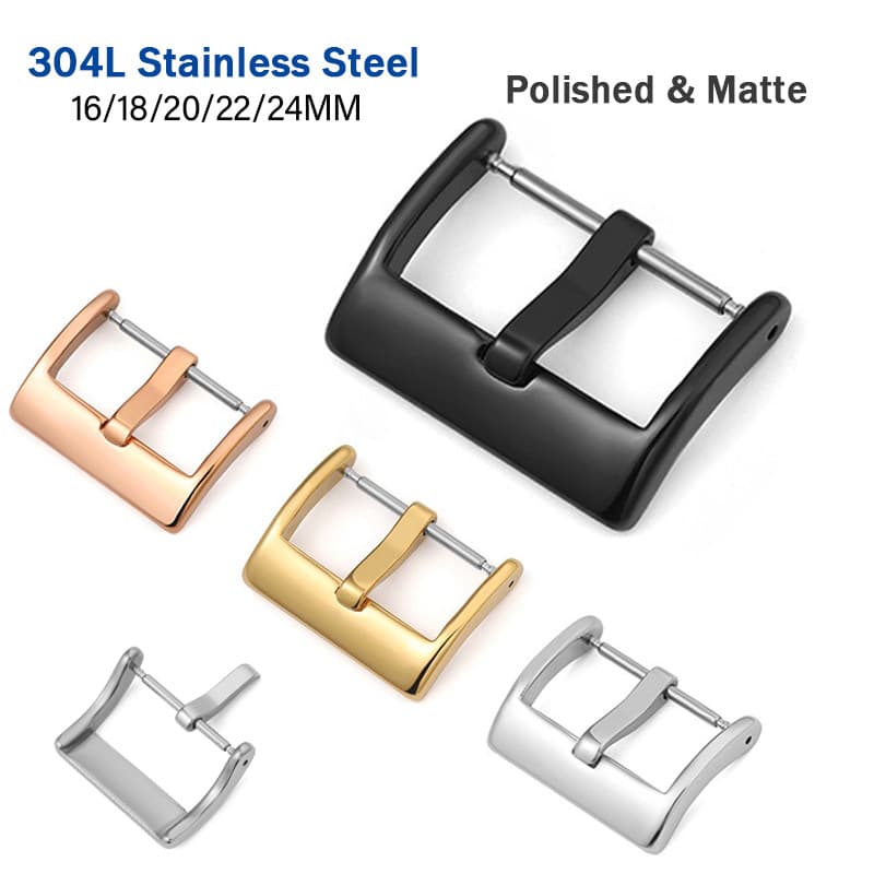 Fivela De Relógio De Aço Inoxidável 304 , 16mm 18mm 20mm 22mm 24mm , Polido E Fosco , Pulseira Metal Sólido , Fecho De P