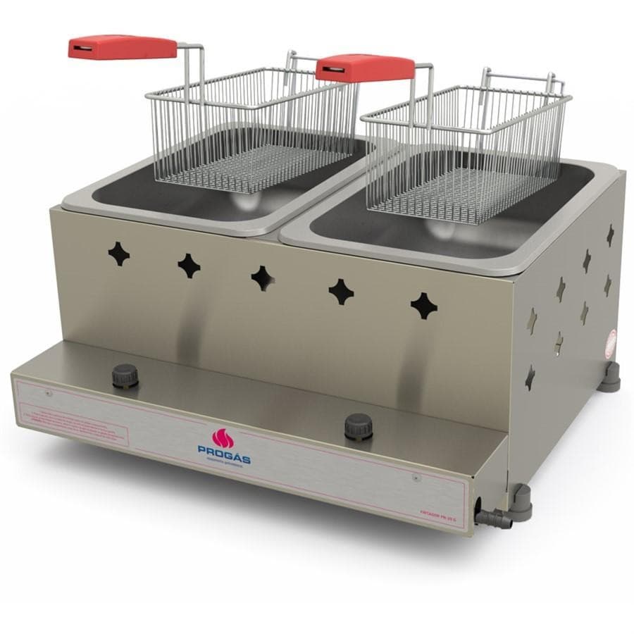 Fritador Tacho Fritura Retangular 2 Cestos Gás 10 Ls Óleo Pr-20g - Progás