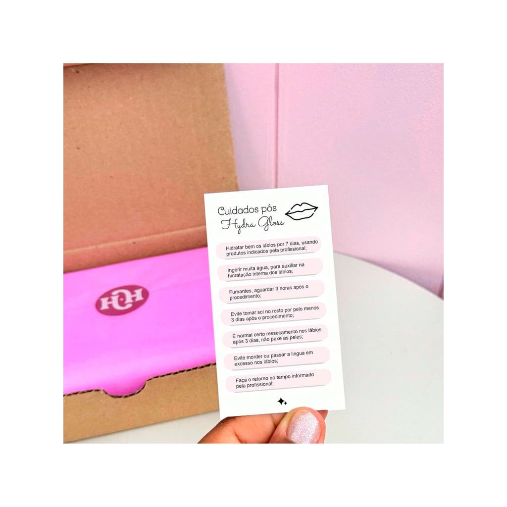 Cartão de Cuidados após Hydra Gloss- Tag de Cuidados - Pronta Entrega 50/100un