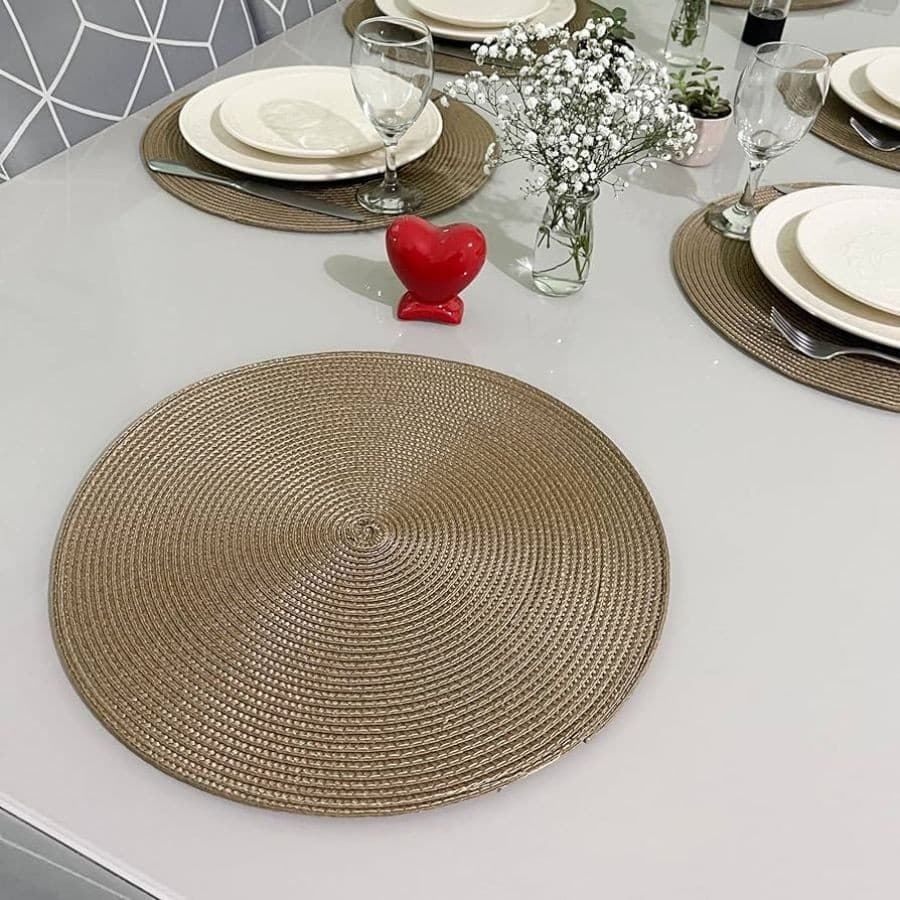 Kit 6 Peças Jogo Americano Redondo Sousplat Cozinha Jantar Descanso de Prato Sousplat Cozinha