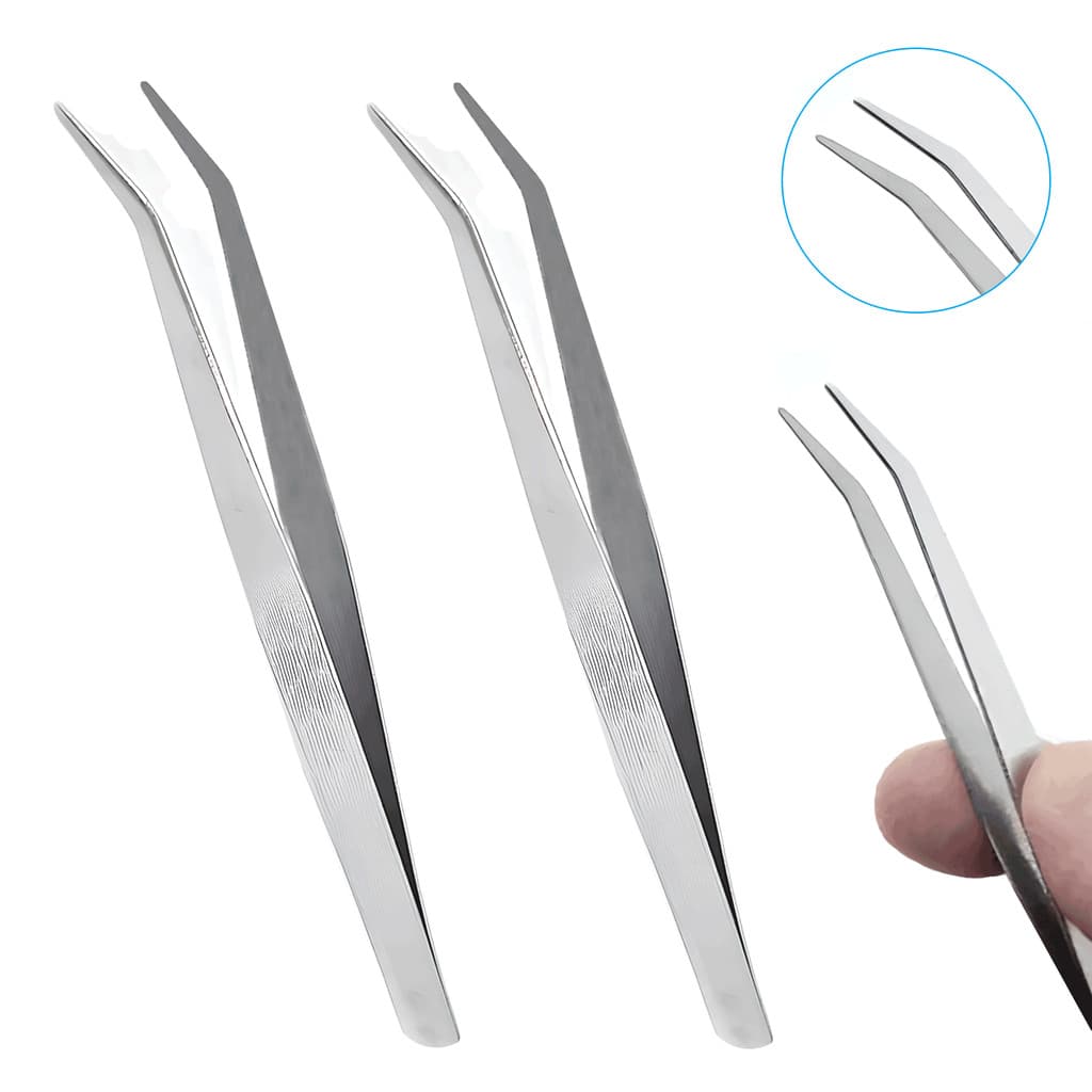 2 Pinça Curva Aço Inox Para Costura Artesanato Patchwork Pedraria 18cm