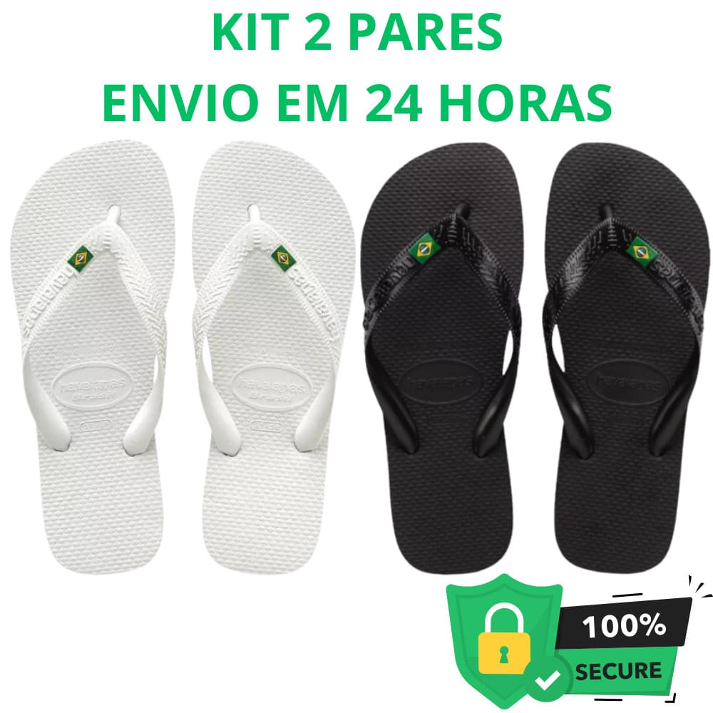 Dois Pares Chinelo Havanias Masculino Feminino Original Da Bnadeirinha Unissex Sandalia De Dedo