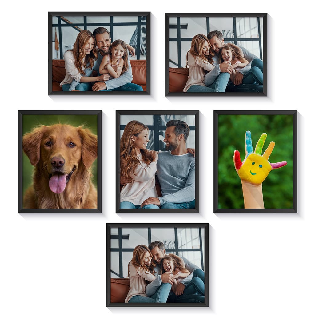 kit 6 Porta Retratos 20x25 cm De Parede Moldura Composição de Fotos Família Viagem Fundo MDF