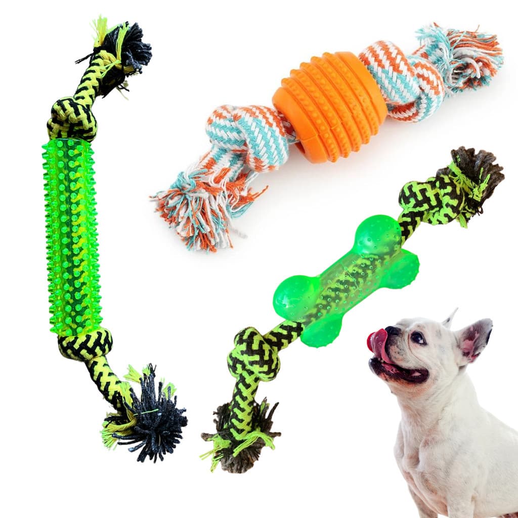3 brinquedos para cachorro Mordedor puxador corda ossinho Corda Cabo de guarra